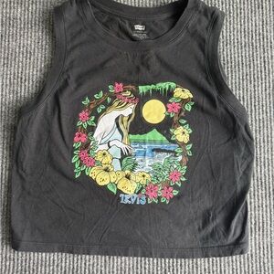 Levi’s cropped black floral tank size medium